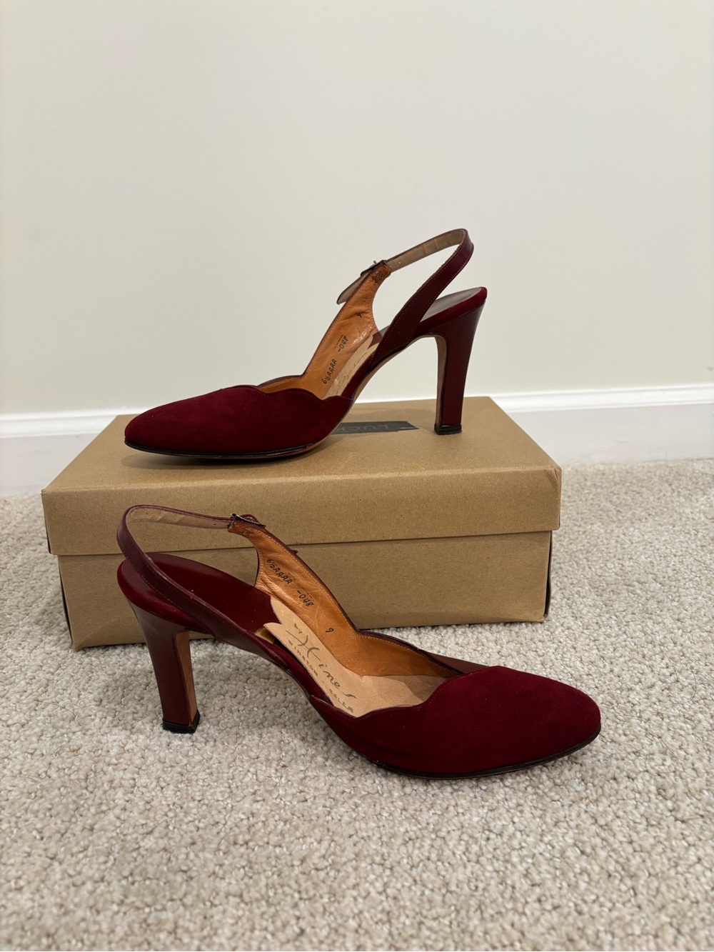Vintage Chic Burgundy Oxblood Slingback Heels